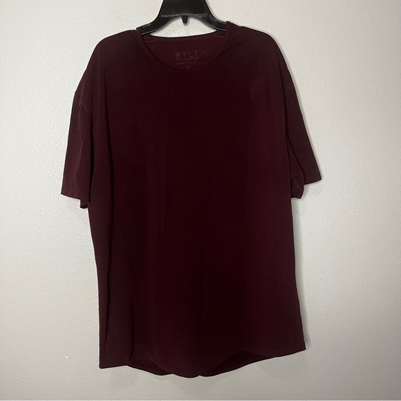 BYLT Premium Basics Drop Cut Cotten Blend Tshirt Men XXL Maroon Short Sleeve - Picture 1 of 6